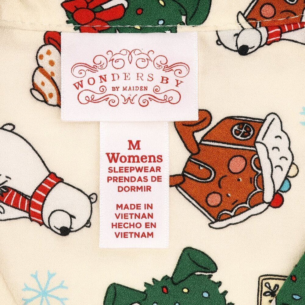 Wondershop Festive Holiday Pajama Top – Cozy Red, Green & White Print, Size M - Picture 3 of 6